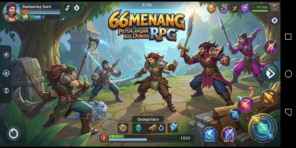 Screenshot menampilkan aksi pertempuran epik dalam 66MENANG.