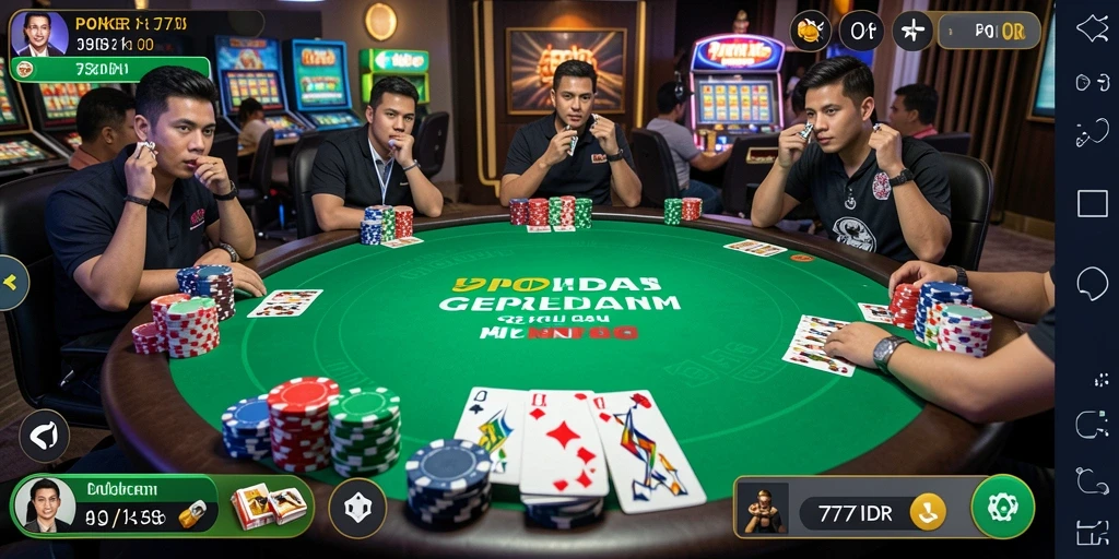 Tampilan gameplay poker yang menarik dan interaktif di 777IDR.