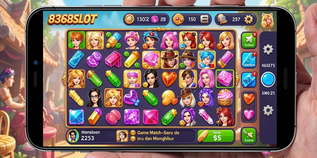 Screenshot gameplay 8368SLOT yang menunjukkan keseruan mencocokkan item.