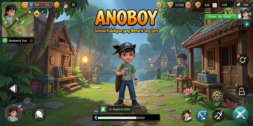 Tampilan gameplay ANOBOY yang seru dan interaktif.