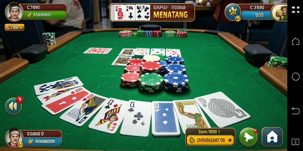 Tampilan gameplay <strong>C7890</strong> yang menampilkan aksi seru Gaple.