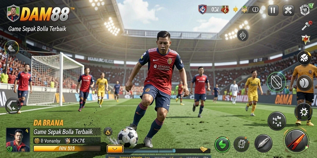 Screenshot utama DAM88 menunjukkan gameplay seru sepak bola.