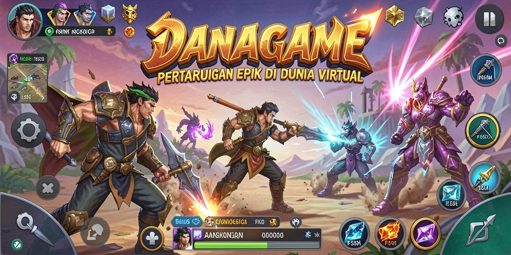 Screenshot menampilkan serangan kombinasian spektakuler di DANAGAME.