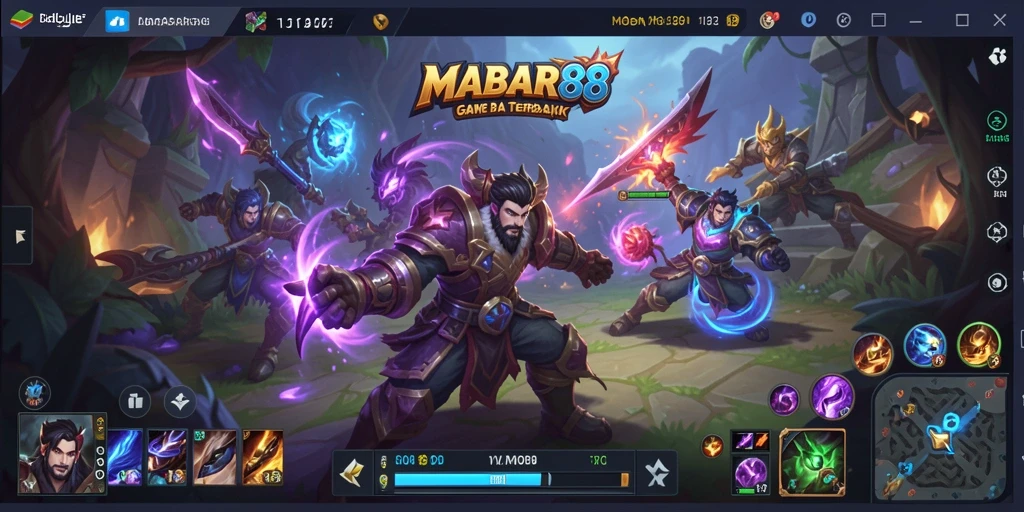Screenshot MABAR88 menunjukkan aksi intens dalam pertandingan MOBA.
