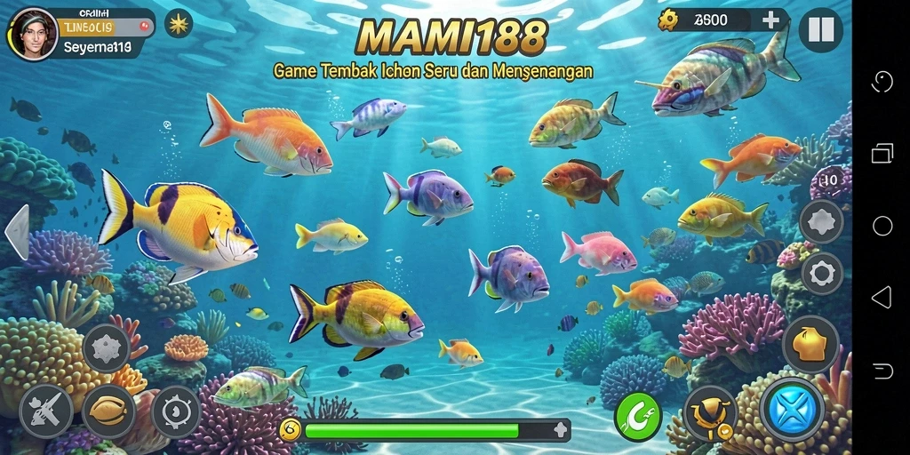 Screenshot gameplay MAMI188 dengan aksi seru tembak ikan.