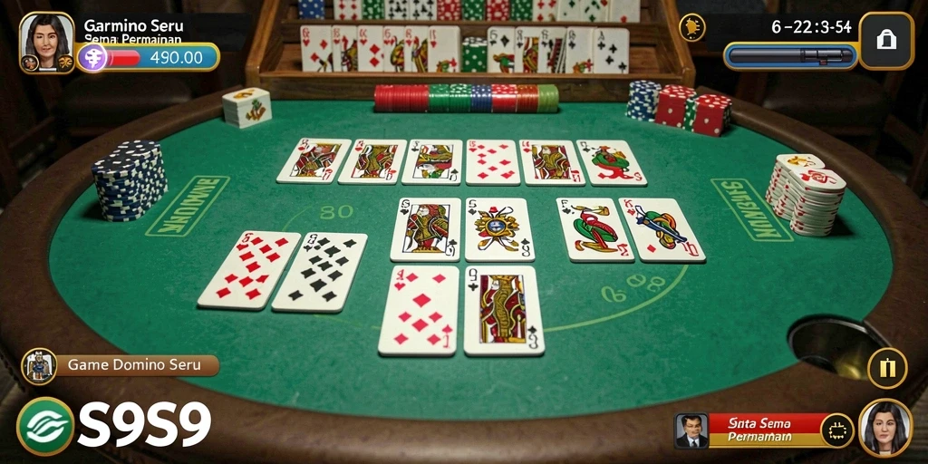 Screenshot tampilan gameplay S9S9 yang menampilkan aksi seru permainan Domino.